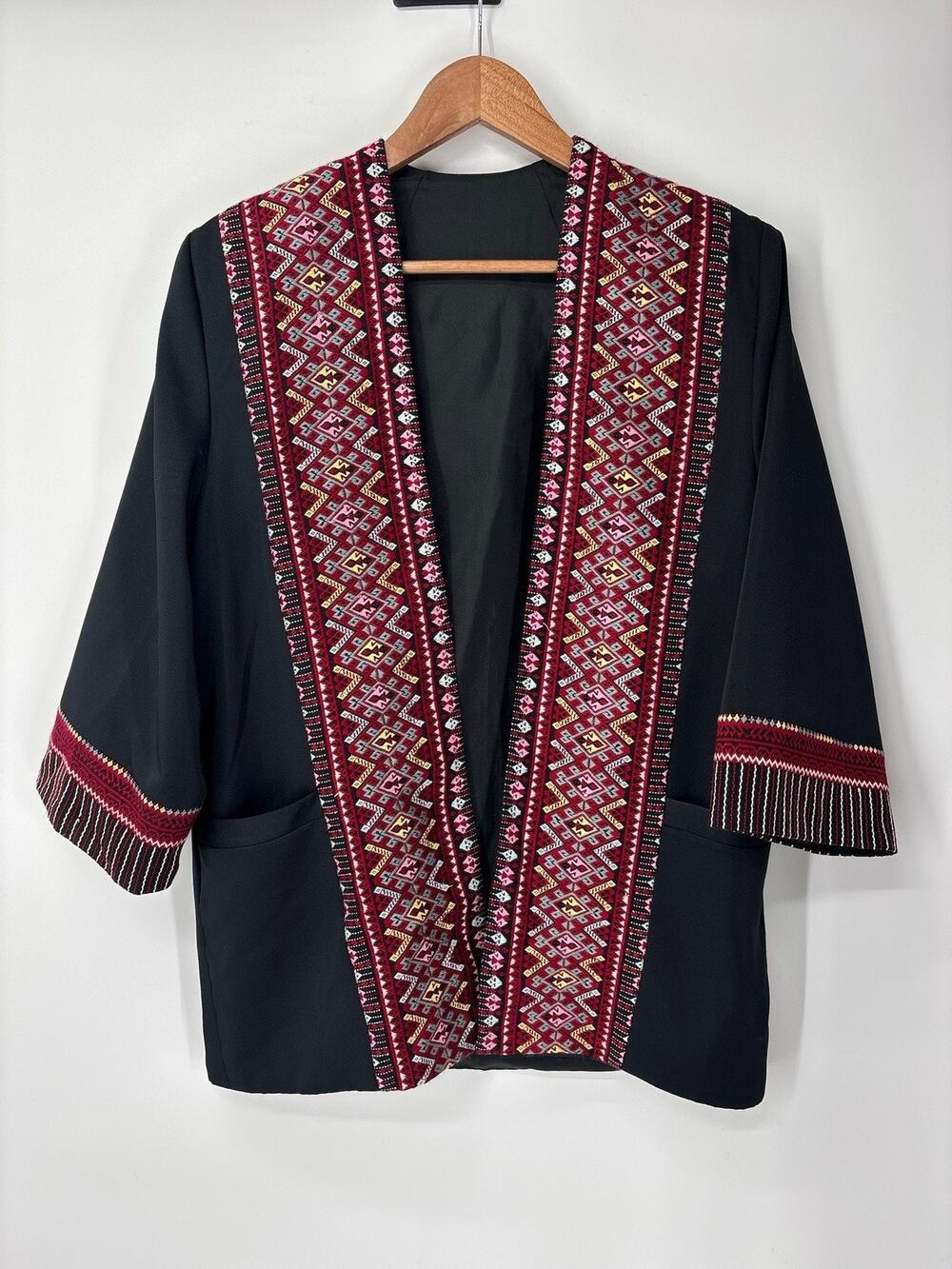Heavy Embroidered Detail Boho Kimono Open Jacket XL (no Tag: See Description)